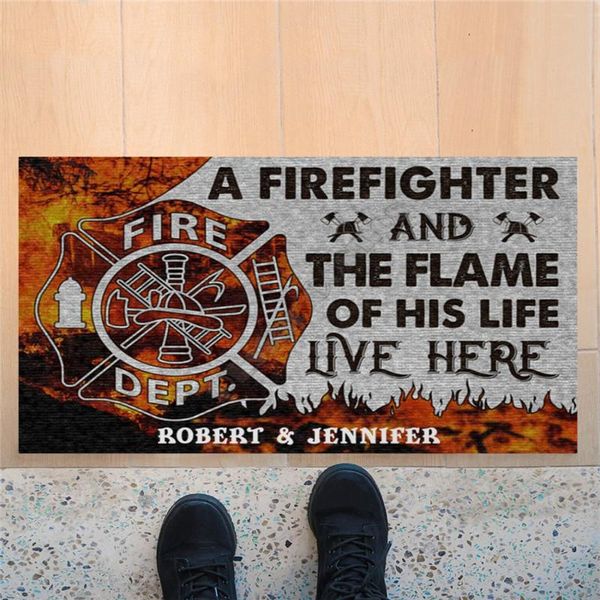 

carpets personalized a firefighter and the flame of his life live here doormat 3d printed non slip door floor mats decor porch