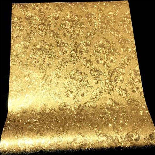 

high-end golden damascus wallpaper bar ktv nightclub ceiling living room tv background wall reflective bedroom decor wallpapers