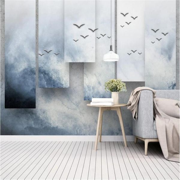 

wallpapers milofi wall custom 3d printing wallpaper mural three-dimensional chinese geometric ink landscape tv background