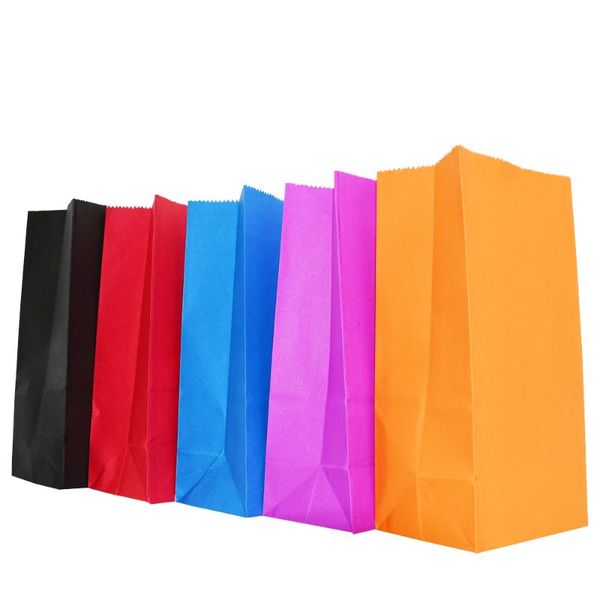

gift wrap 5pcs paper bags stand up dot pure candy child party birthday food kraft seal packing treat bag supplies 9*6*18cm