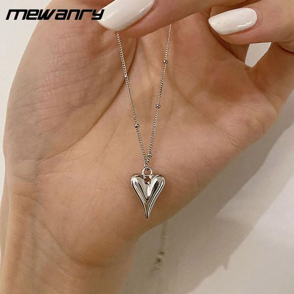 

mewanry minimalist 925 sterling silver love heart necklace for women couples trendy elegant bride jewelry gifts wholesale chains