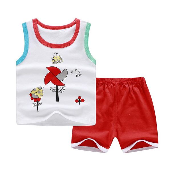 

clothing sets zwy900 children boy cotton cute cartoon shorts sleeveless vest kids casual clothes 2 3 4 5 6 7 8 years, White
