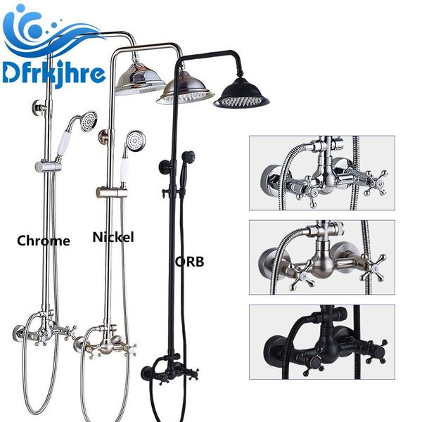 

bathroom shower set chrome brushed nickel orb rainfall faucet hand sprayer mixer tap sets
