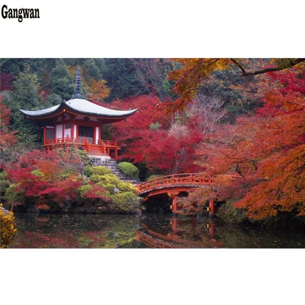 

diamond painting japanese garden autumn landscape paint with diamonds embroidery kits,full,square,5d diy cross stitch decoration