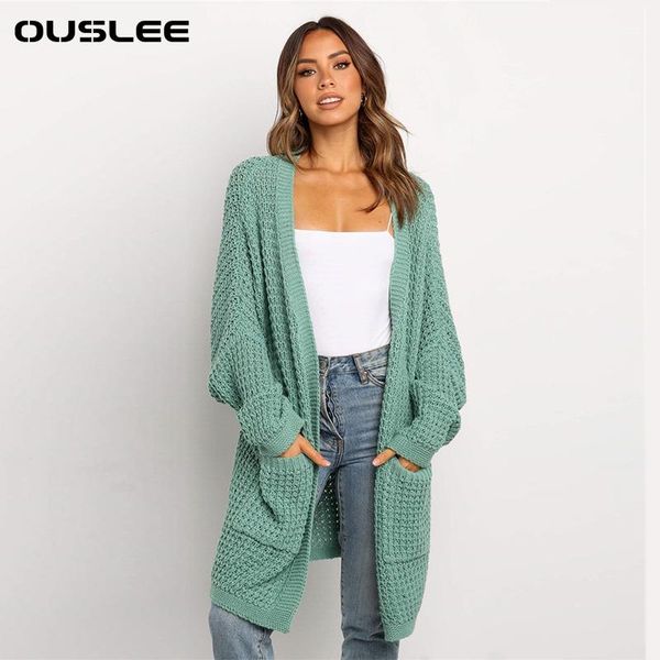 

women's knits & tees ouslee 2021 sweater cardigans women spring v neck lantern sleeve open knitted casual loose sweaters jacket female, White