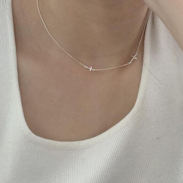 

chokers exquisite small cross chain choker necklace for women simple temperament clavicle fashion jewelry gifts collar, Golden;silver