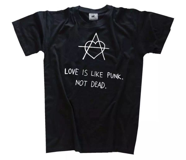 

amour is like punk - not mort t-shirt tailles s-xxxl, White;black