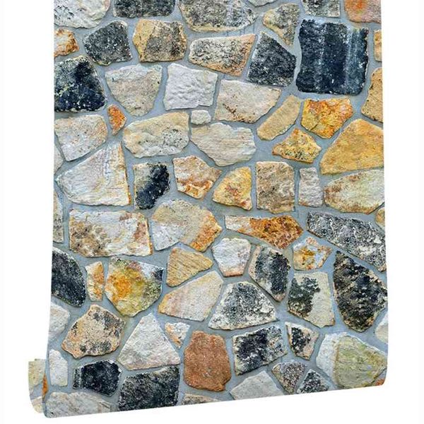 Каменные кожуры и палочки обои украшения камень обои самоклеящиеся стены для домашнего декора ТВ стена легко очистить палку 210722