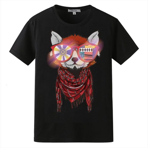 

red panda led light electro men t shirt luminescent el sound activated acoustic control glow up equalizer clothes for party, White;black