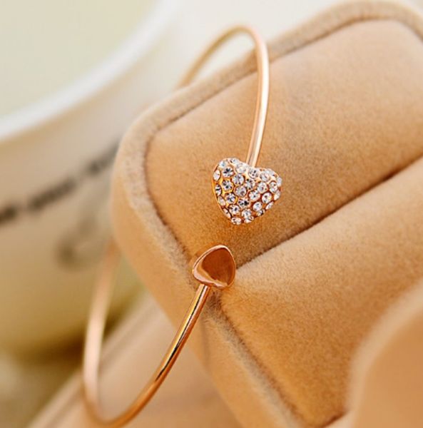 

love diamond bangle women's gold plated open zircon bracelet, Black