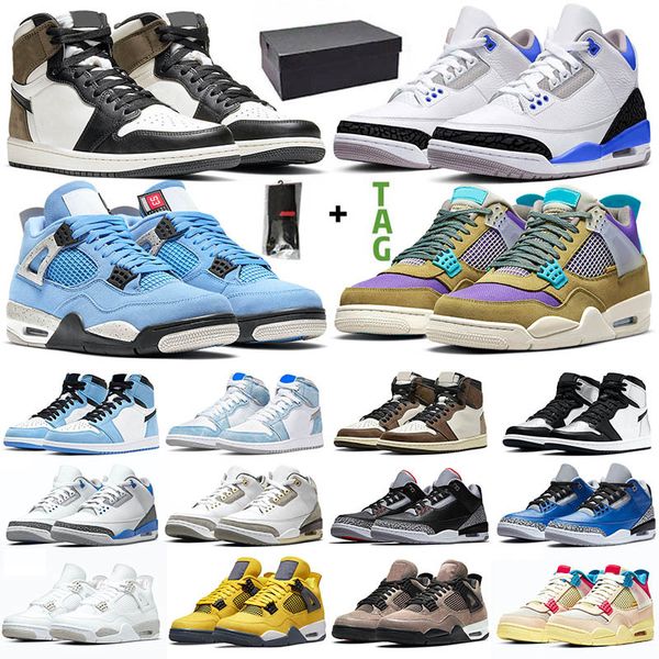 

men basketball shoes 4s 1s university blue mocha taupe haze white cement unc jth nrg mens womens trainers sneakers sports tag
