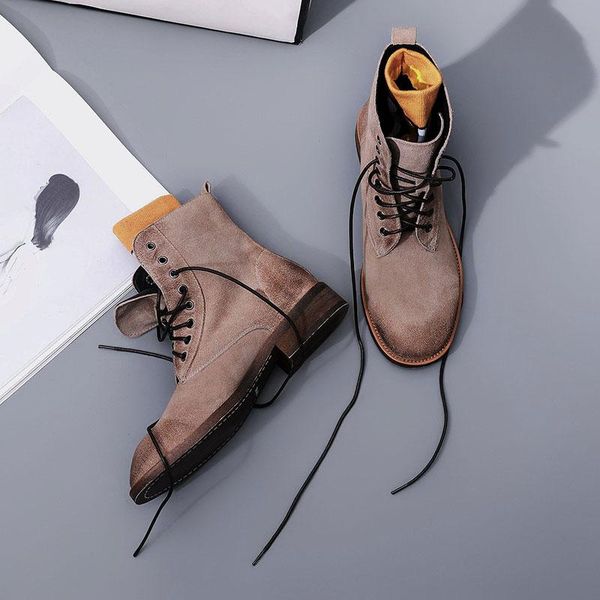 

boots ankle women's vintage british shoes cow leather round toe lace up keep warm zapatos de mujer, Black