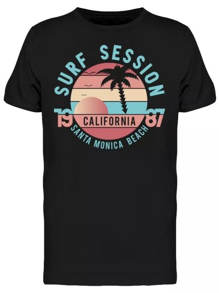 

santa monica beach 1987 tee men's -image by shutterstock, White;black