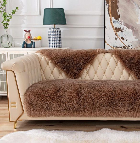 

chair covers winter plush sofa cushion fur cover chaise longue light luxury simple non-slip thick wool