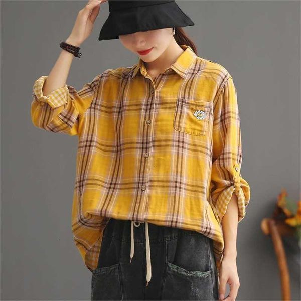 

women's blouses & shirts arrival spring autumn arts style women long sleeve loose casual turn-down collar blouse femme cotton enz9, White