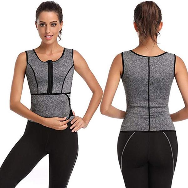 

women body shaper neoprene waist trainer vest shapewear sauna weight loss girdle slimming belt slim corset support, Black;gray