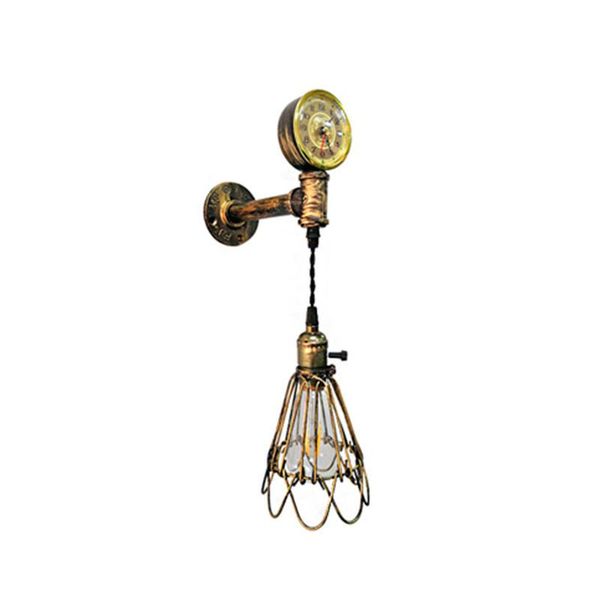 

retro cage wall lamp loft style vintage iron lampshade attic lighting clock design structure for corridor restaurant store