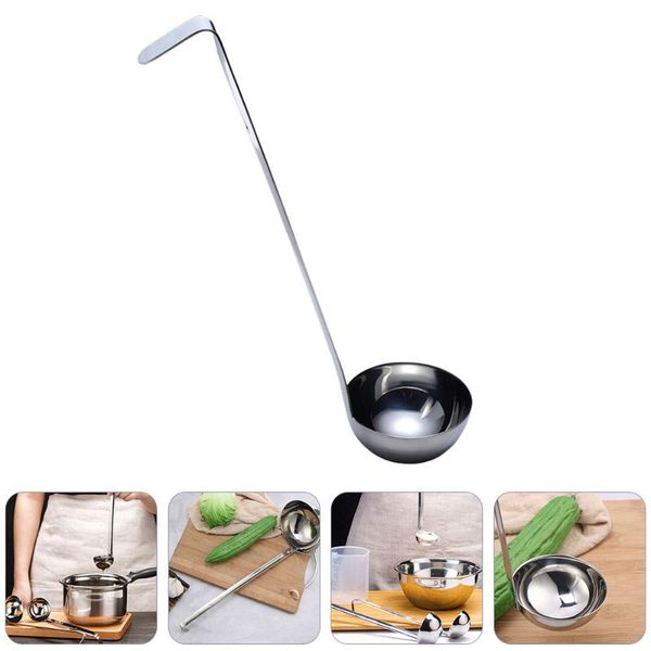 

mugs 1 pc long handle ounce spoon stainless steel creative oil (silver)