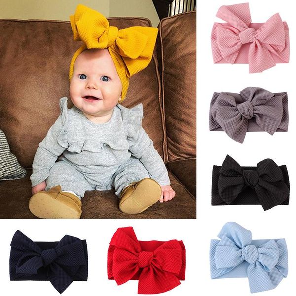 

born toddler baby girls head wrap big bow knot turban headband hair accessories gifts kids headwear, Slivery;white