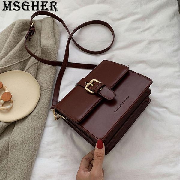 

solid flap women shoulder bag concise french vintage classical texture style joker temperament massage lady bag