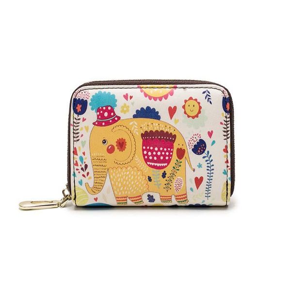 

card holders cartoon holder pu leather women zipper pocket case drop, Brown;gray
