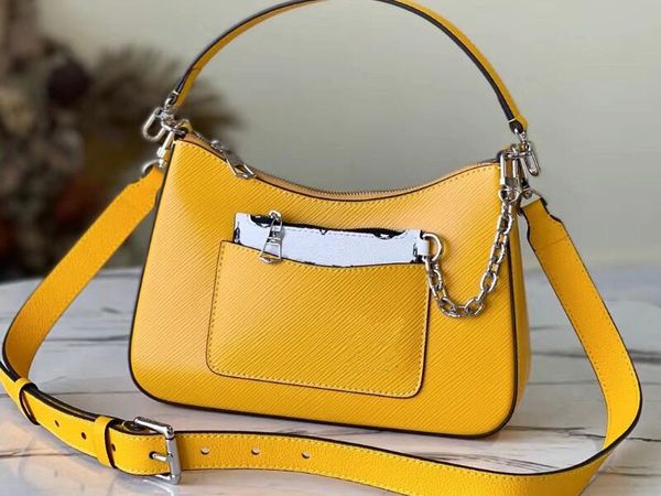 Sacos Realfine 5A M59488 25cm Amarelo Girassol Marelle EPI Couro bolsas bolsas bolsa para mulheres com saco de pó + caixa