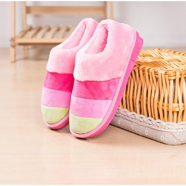 

women slippers ladies fur slip on couple shoes woman indoor comfort platform fashion home colorful winter plush warm, Black