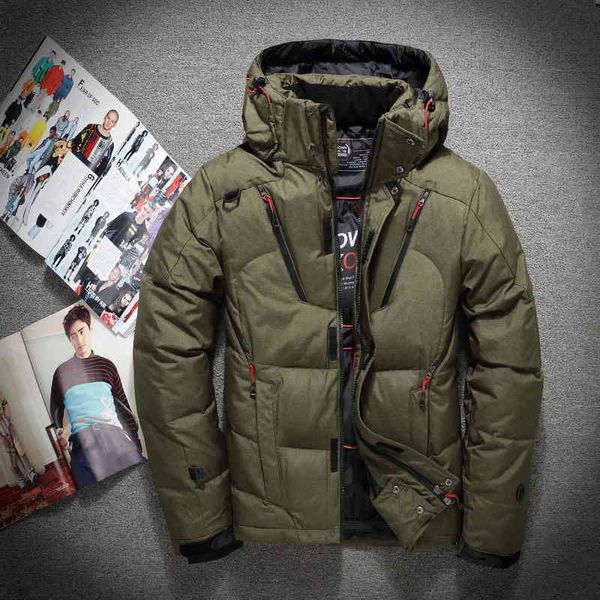 

2019 snow overcoat windbreaker thick warm 90% white duck down stand collar hooded winter et men degree, Black;white