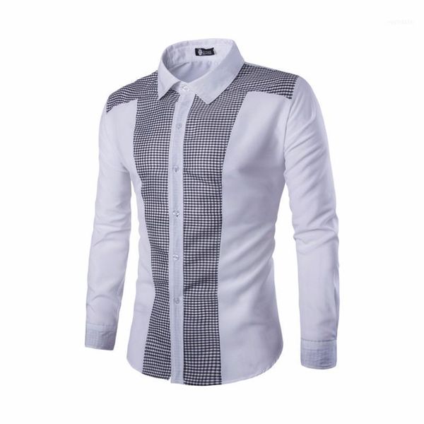 

men's casual shirts plaid shirt 2021 long-sleeved shirt1, White;black