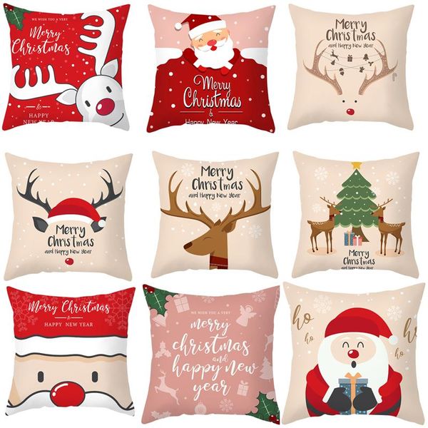 Noel Süslemeleri Yastık Örtüsü Kanepe Yastık Kapakları Xmas Dekoratif Mutlu Yıl Dekor Çelenk Ağacı Yastık Kılıfı Navidad 2021