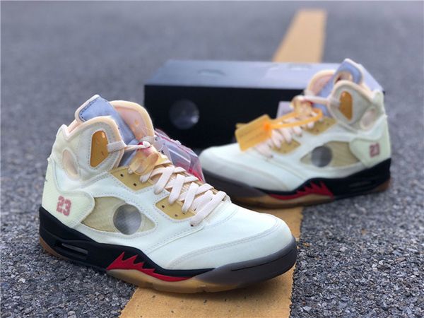 

jumpman 5s ow men basketball designer shoes material off union 5 white yellow genuine leather outdoor sport sneakers come with box2dab