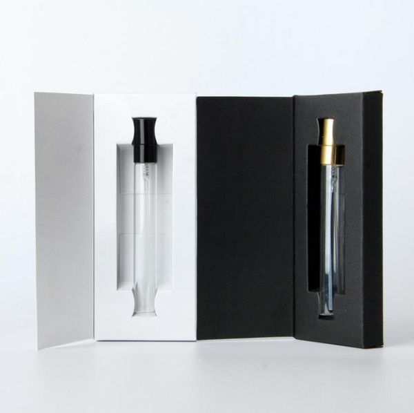 

storage bottles & jars 10ml clear glass perfume atomizer bottle with white/black package box cosmetic parfum sample vial refillable sn983