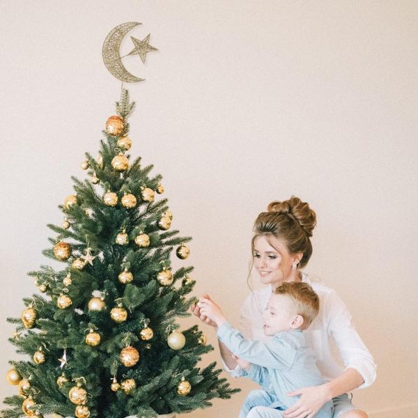 

christmas decorations tree star and moon er xmas party decor glitter ornament