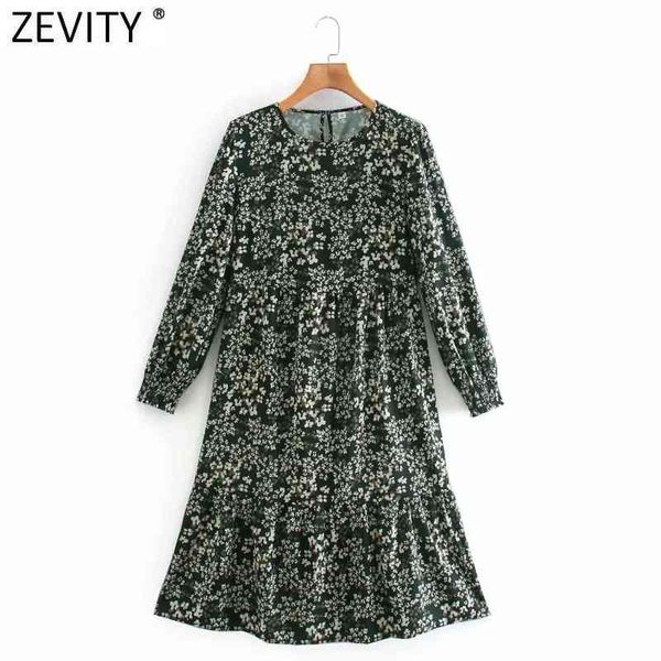 

zevity women fashion o neck colorful dots print pleat ruffles kneeth dress chic lady long sleeve vestido dresses ds4790 210419, Black;gray