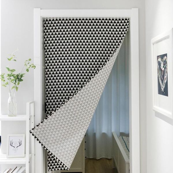 

black geometric triangle printing modern curtain partition fabric wind bath bathroom half & drapes