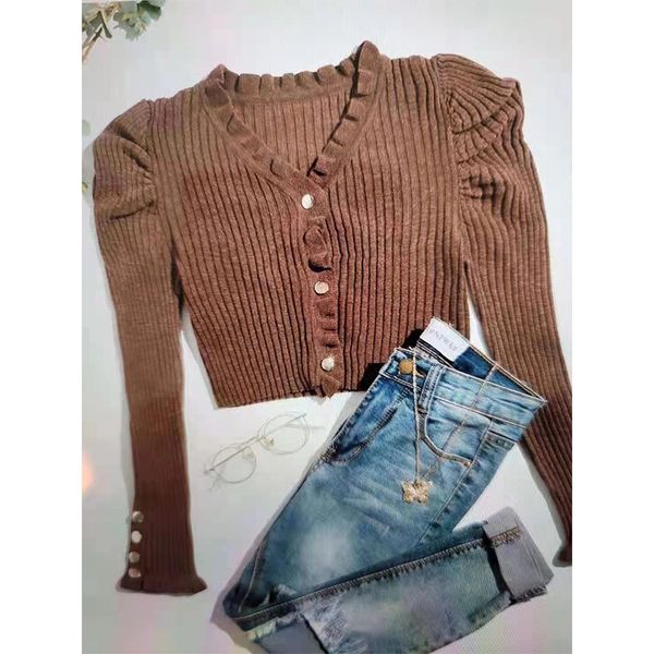 

woman knits fashion temperament versatile short knitted sweater jacket, White