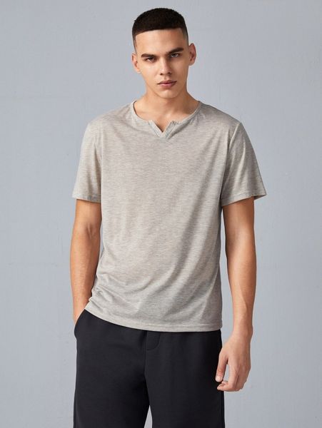 

men notch neck lounge y9xv#, Black;brown