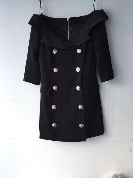 

msxu spring elegant summer slash neck office button lady dress mini, Black;gray