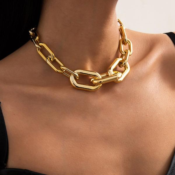 Catene Flashbuy Punk Grosso Oro Grande Catena Spessa Collana Girocollo Donna Uomo Personalità Retro Hip Hop Gioielli Clavicola