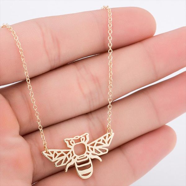 

pendant necklaces little bee women gold chain pendants stainless steel simple color fashion jewelry on the neck cute, Silver