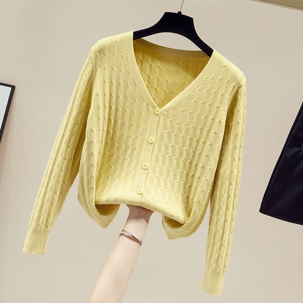 

women's sweaters sweatersautumn and winter korean v-neck versatile knitted cardigan women's long sleeve coat warm sweater 8hae, White;black
