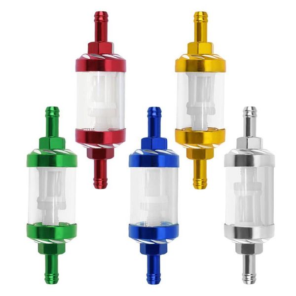 

parts 8mm 5 color cnc aluminum alloy glass motorcycle gas fuel gasoline oil filter moto accessories for atv dirt pit bike motocross
