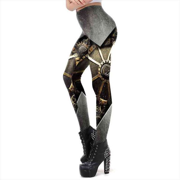 

[youre my secret] fashion retro steampunk series leggings design bigger mechanical gear leggins fitness pants women legging, Black
