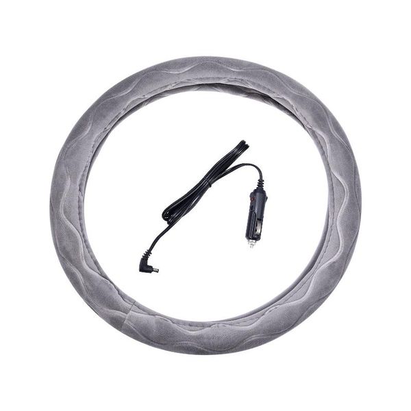 

steering wheel covers auto car lighter plug heated heating electric warmer winter universal furry