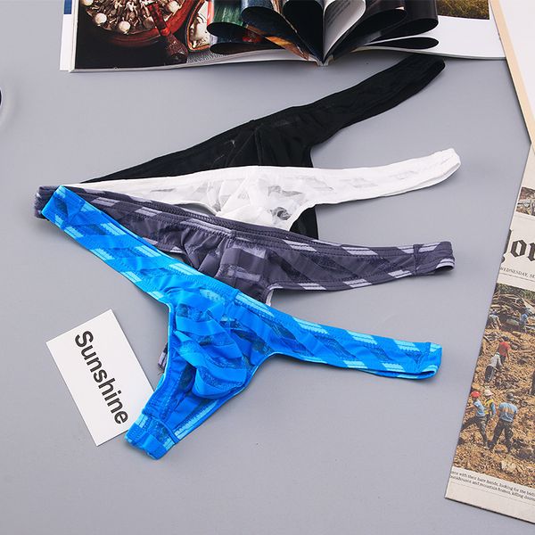 

men's t-shaped underwear mesh transparent perspective breathable sexy, Black;white