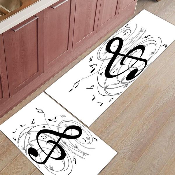 

cushion/decorative pillow 2pcs/set anti-slip kitchen carpet doormat music symbol black and white art floor mat hallway portch rug indoor doo