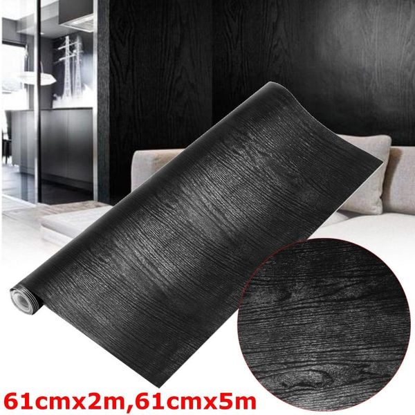 

wallpapers waterproof oil-proof black wood wallpaper contact paper wall stickers pvc bathroom kitchen counterhome shelf liner