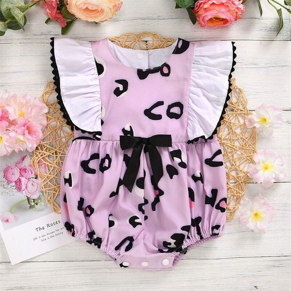 

clothing sets summer baby romper born girls sleeveless jumpsuit leopard pink cotton ruffles bodysuit ropa 3-12m clothes, White