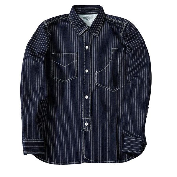 

men's casual shirts vertical stripes denim long sleeved shirt mens vintage striped loose lapel men, White;black