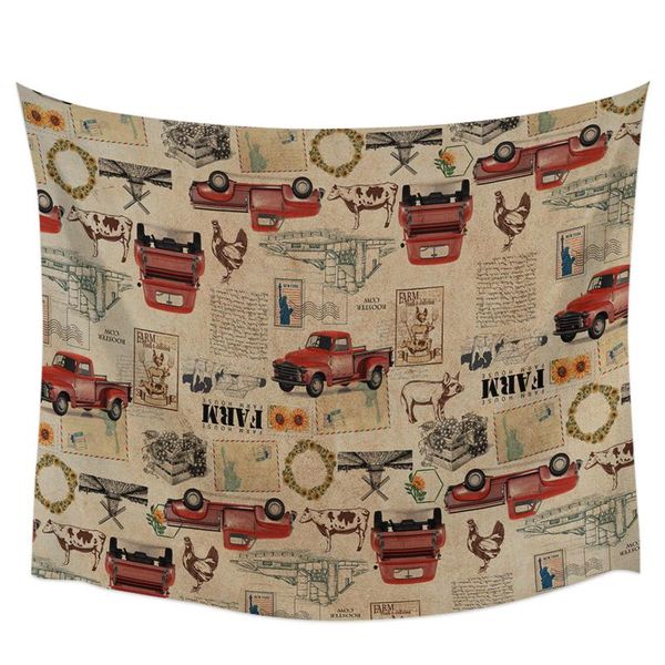 

tapestries farmhouse truck cows rooster wall tapestry home decor bedroom hanging yoga mat picnic